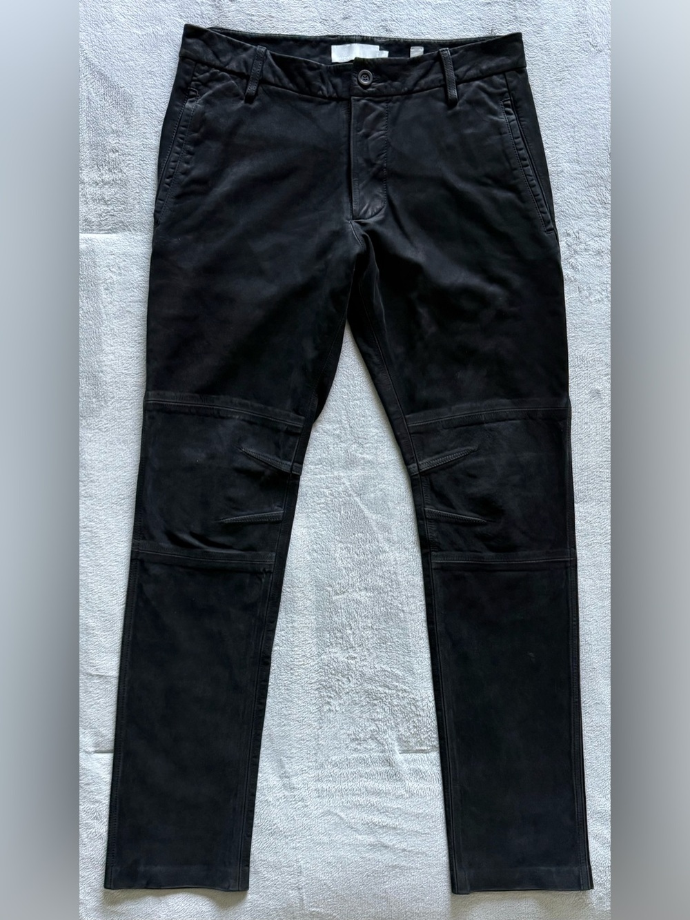Vince M43732465 Calf Leather Pants Black Size 29 Paneled Slim Straight